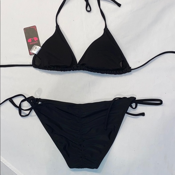 Shekini HALTER TRIANGLE TOP SHIRRED BACK BIKINI - Picture 3 of 3